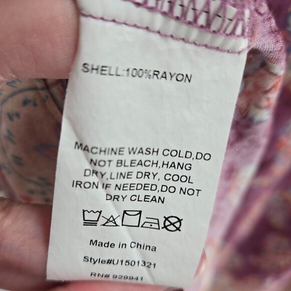 Weekend Suzanne Betro Purple Boho Floral Rayon Pullover Shirt 3x - Picture 8 of 8
